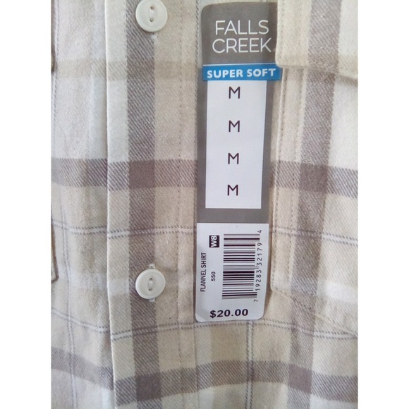 Falls Creek Mens Flannel Tan/Brown  In Sizes ..There's 1 (MED)  & 2 (3X) - Picture 3 of 4